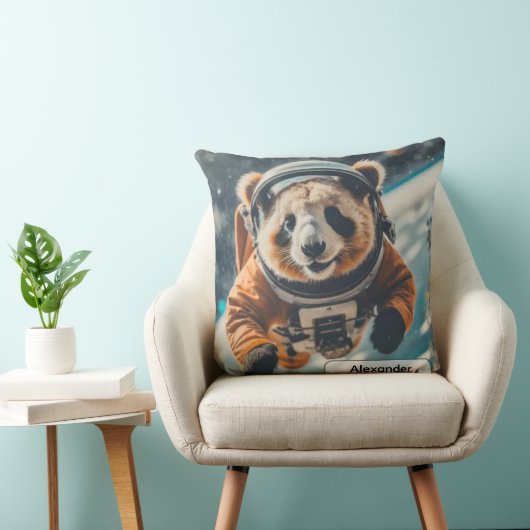 Astronaut Panda in Space Surreal Animal Nursery Kussen (Stoel)