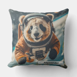 Astronaut Panda in Space Surreal Animal Nursery Kussen