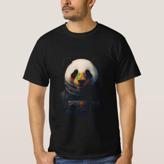 Astronaut Panda met neonverfspatten  T-shirt (Voorkant)