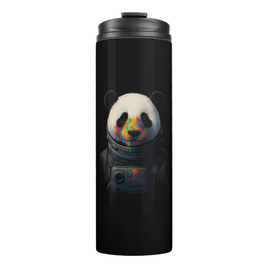 Astronaut Panda met neonverfspatten  Thermosbeker (Voorkant)