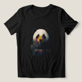 Astronaut Panda met neonverfspatten Tri-Blend Shirt