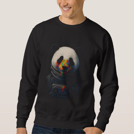 Astronaut Panda met neonverfspatten  Trui (Voorkant)