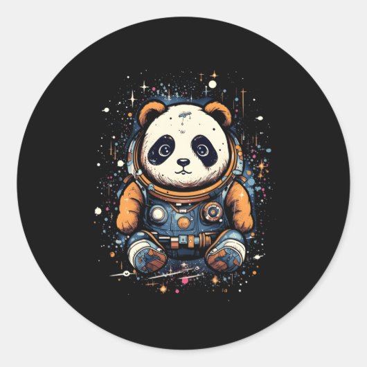 Astronaut Panda Outer Space Panda Beer Kawaii Ronde Sticker (Voorkant)