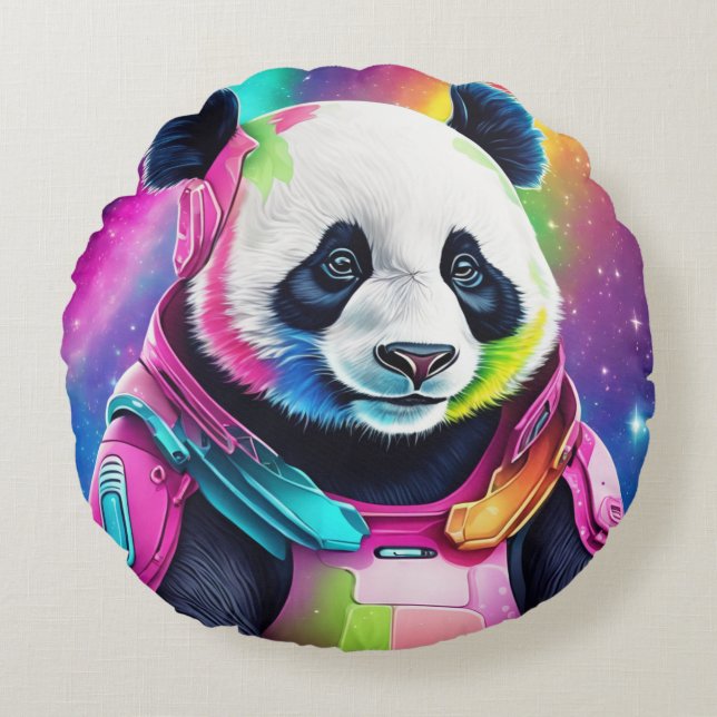 Astronaut Panda Rond Kussen (Voorkant)