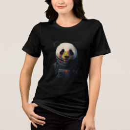 Astronaut Panda with Neon Paint Splash  Tri-Blend Shirt