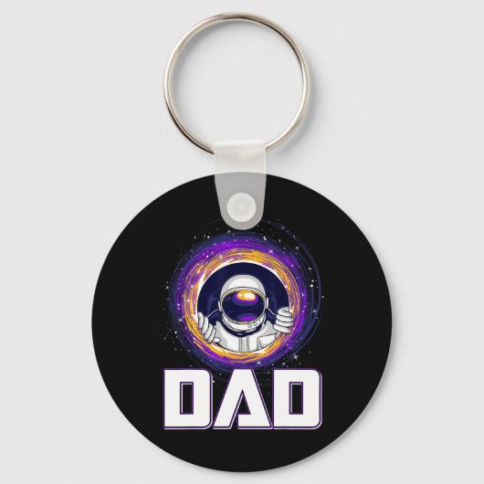 Astronaut Papa Buitenruimte Galaxy Lover Vaders Da Sleutelhanger (Voorkant)