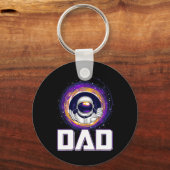 Astronaut Papa Buitenruimte Galaxy Lover Vaders Da Sleutelhanger (Voorkant)