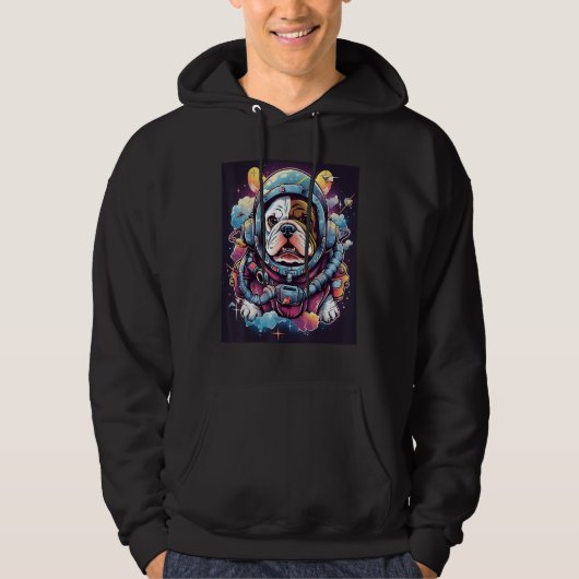 Astronaut Paws Bulldog s Stellar Expedition Hoodie (Voorkant)