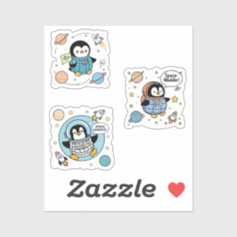 Astronaut Penguin Adventure Sticker - Schattigee r
