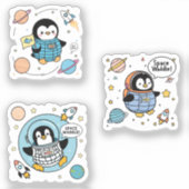 Astronaut Penguin Adventure Sticker - Schattigee r (Voorkant)