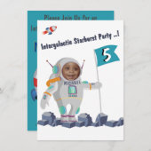 Astronaut Photo Template Space Rocket Birthday Kaart (Voorkant / Achterkant)