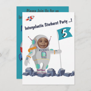 Astronaut Photo Template Space Rocket Birthday Kaart