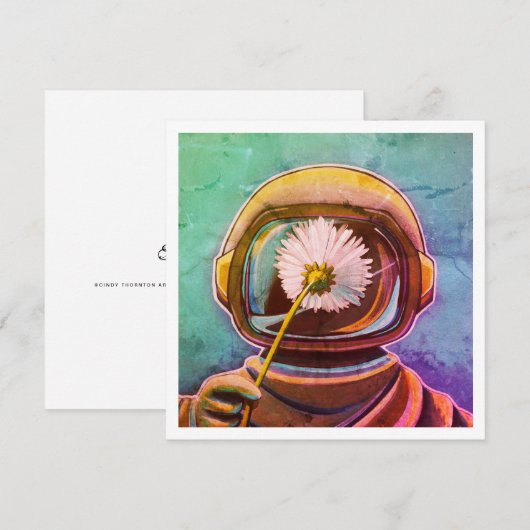 Astronaut Picking Daisies - Mini Print (Voorkant / Achterkant)