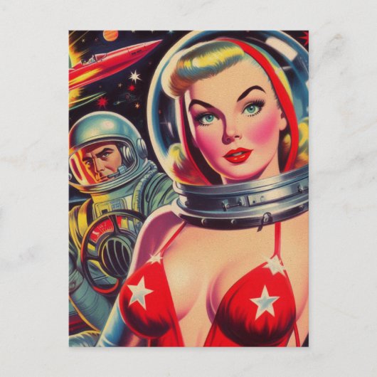  astronaut Pin-up Briefkaart (Voorkant)