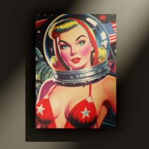  astronaut Pin-up Briefkaart