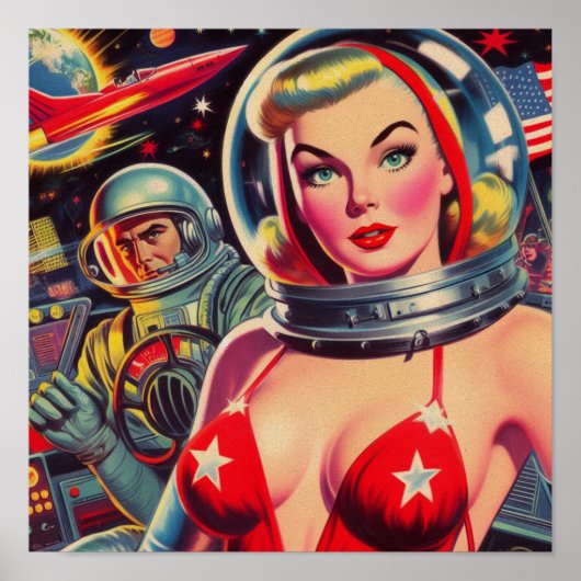  astronaut Pin-up Poster (Voorkant)