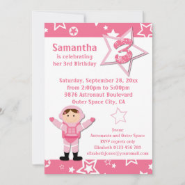 Astronaut Pink Stars 3e verjaardag Kaart
