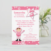 Astronaut Pink Stars 3e verjaardag Kaart (Staand voorkant)