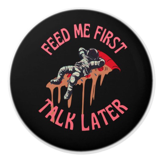 Astronaut Pizza Grappig Keramische Knop (Voorkant)