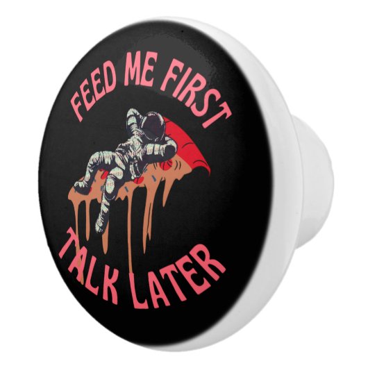 Astronaut Pizza Grappig Keramische Knop (Rechts)