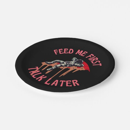 Astronaut Pizza Space Grappig Papieren Bordje (Gekanteld)