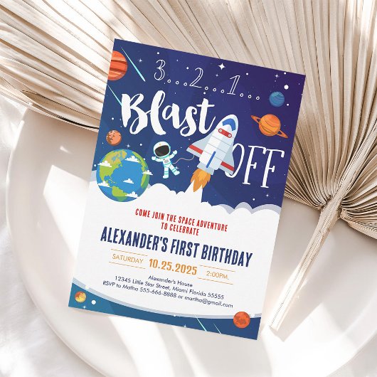 Astronaut Planeet Buitenruimte Raketschip Feest Kaart