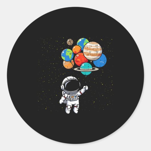 Astronaut Planet Balloons Cute Space Galaxy Boys G Ronde Sticker (Voorkant)