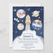 Astronaut Planet Raket Buitenruimte 1e Verjaardag Kaart (Voorkant)