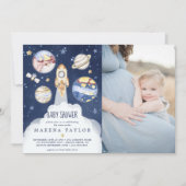 Astronaut Planet Raket Buitenruimte Baby shower Kaart (Voorkant)