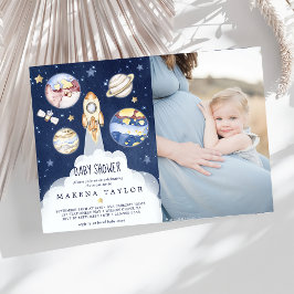 Astronaut Planet Raket Buitenruimte Baby shower Kaart