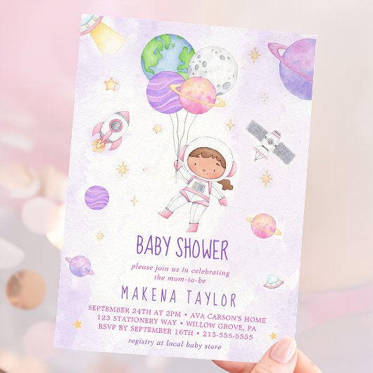 Astronaut Planet Raket Buitenruimte Baby shower Kaart