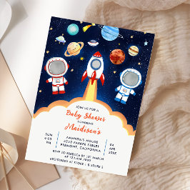 Astronaut Planet Raket Buitenruimte Baby shower Kaart