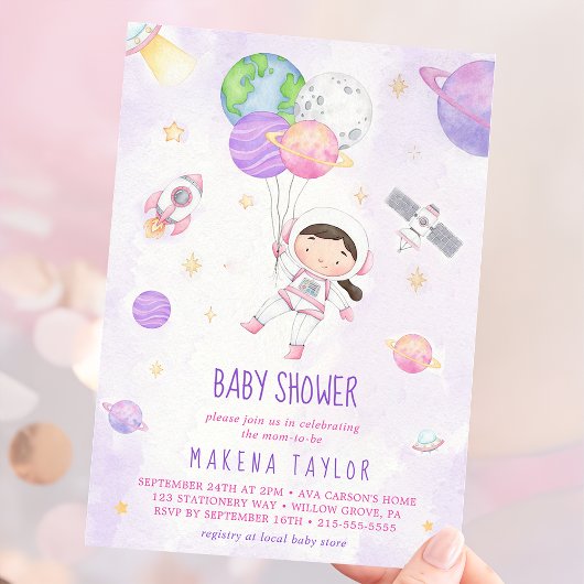 Astronaut Planet Raket Buitenruimte Baby shower Kaart
