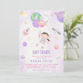 Astronaut Planet Raket Buitenruimte Baby shower Kaart (Staand voorkant)