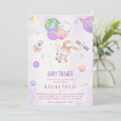 Astronaut Planet Raket Buitenruimte Baby shower Kaart (Staand voorkant)