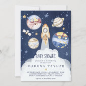 Astronaut Planet Raket Buitenruimte Baby shower Kaart (Voorkant)