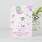 Astronaut Planet Raket Buitenruimte Baby shower Kaart (Staand voorkant)