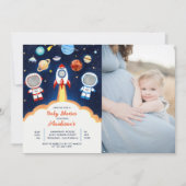Astronaut Planet Raket Buitenruimte Baby shower Kaart (Voorkant)