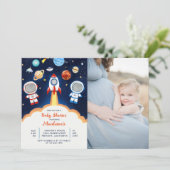 Astronaut Planet Raket Buitenruimte Baby shower Kaart (Staand voorkant)