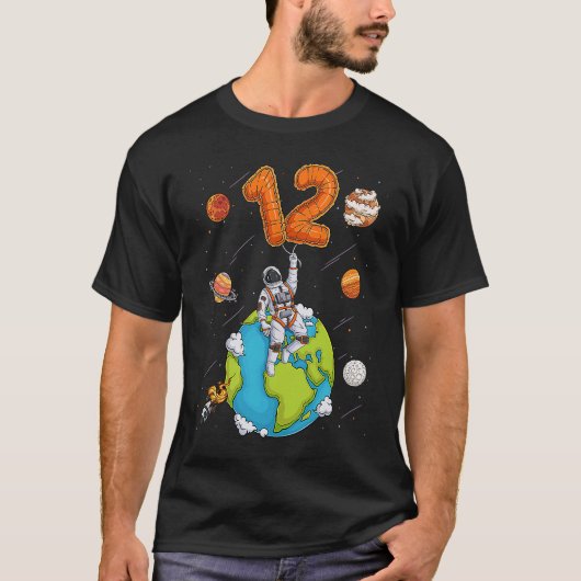 Astronaut Planet Space 12 Twaalf jaar oud 12e stre T-shirt (Voorkant)