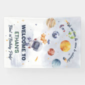 Astronaut Planet Space Party Kinderen Verjaardag Spandoek (Horizontaal)