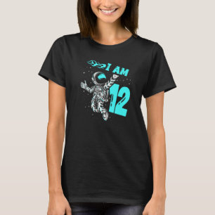 Astronaut Planet Spaceship Happy 12th Birthday T-shirt