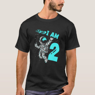 Astronaut Planet Spaceship Happy 2e verjaardag T-shirt
