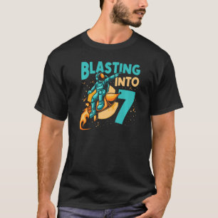 Astronaut Planet Spaceship Happy 7th Birthday T-shirt