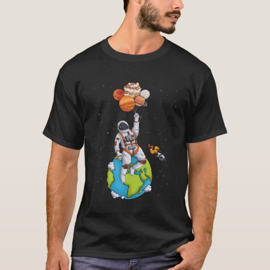 Astronaut Planeten Buitenruimte Man Zonnestelsel M T-shirt (Voorkant)