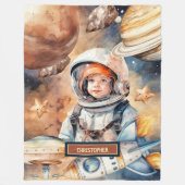 Astronaut & Planeten Naam Deken – Gift voor Jongen (Voorkant)