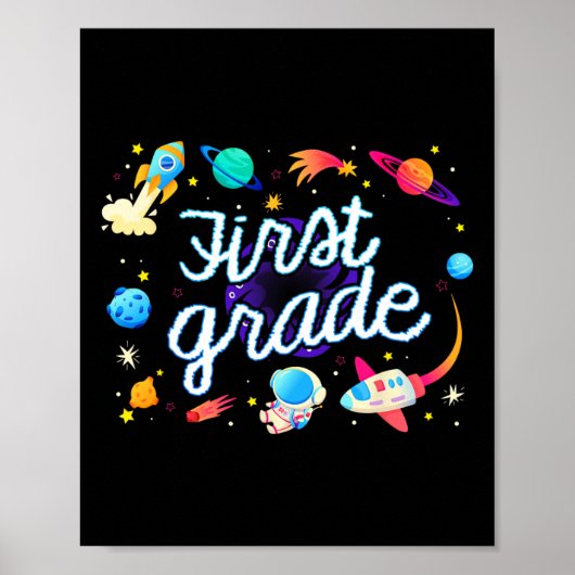 Astronaut Planeten Ruimte Ck Graad 1 naar school K Poster (Voorkant)