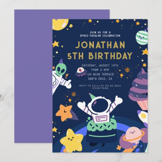 Astronaut Planeten Ruimte-tacular Verjaardag Kaart (Voorkant / Achterkant)