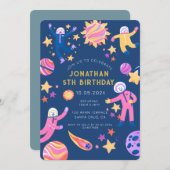 Astronaut Planeten Space Boy Verjaardag Kaart (Voorkant / Achterkant)