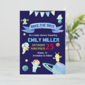 Astronaut Planeten van de waterverf sparen de Datu Save The Date (Staand voorkant)